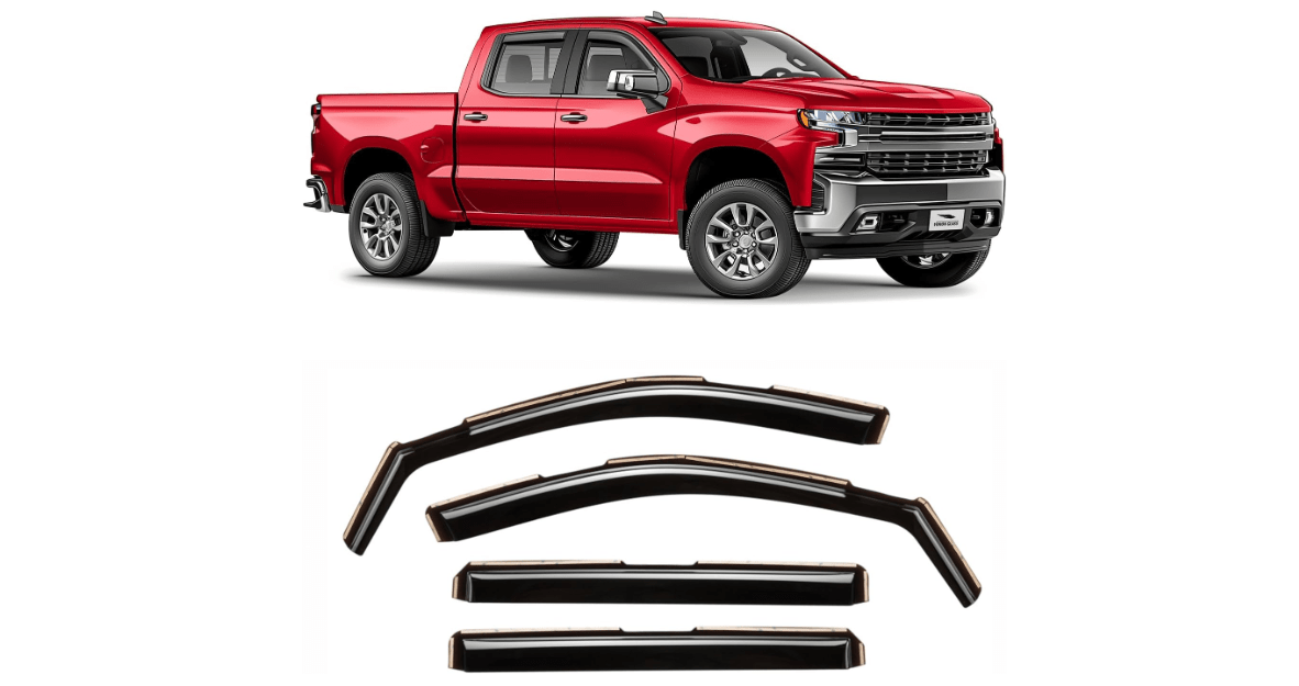 Voron Glass in-Channel Extra Durable Rain Guards for Chevy Silverado/GMC Sierra 1500 2019-2025 Crew Cab,Window Deflectors,Vent Visors,4pcs - 220089