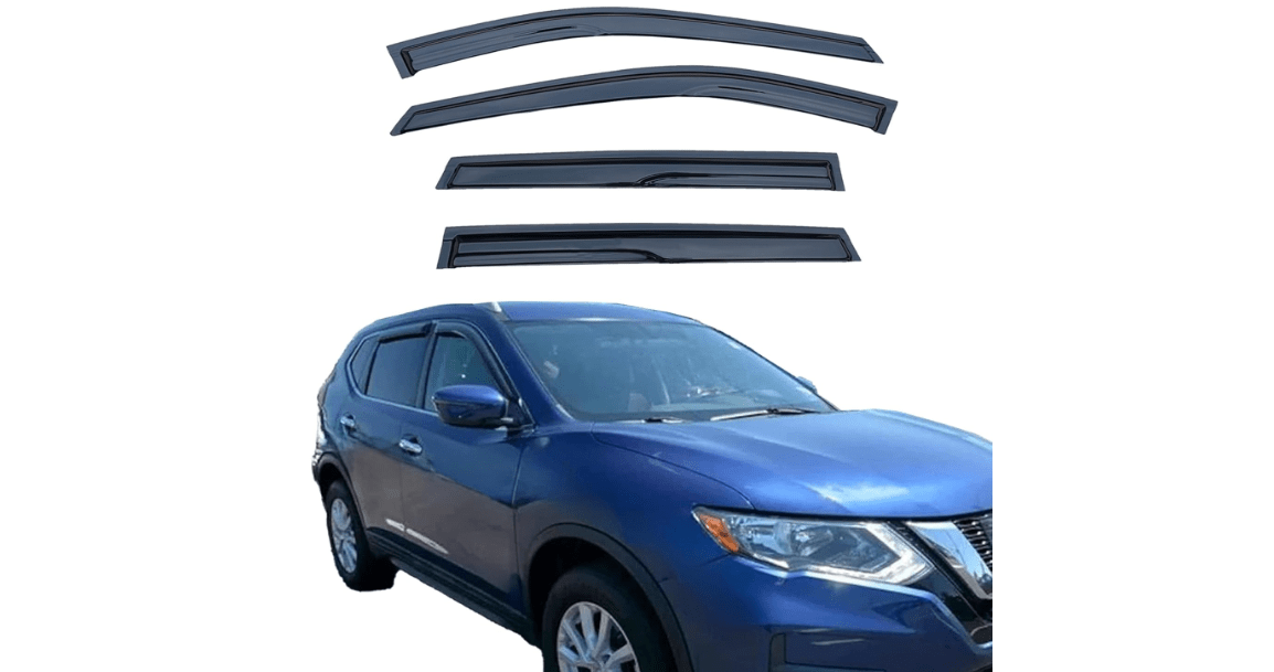 Rain Guards Window Visors for Nissan Rogue 2014-2020,Tape On Black Rain Deflectors for Car Windows, Weatherproof & Easy Installation, Fits S/SV/SL Trims,Truck Accessories-4pcs
