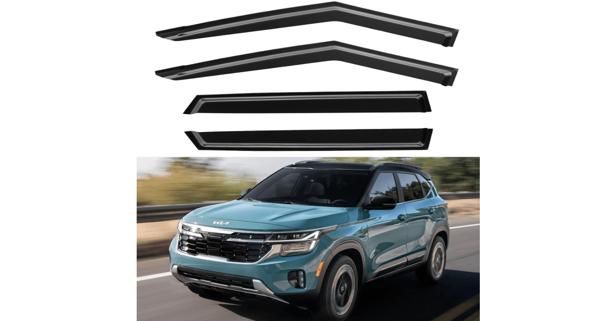Window Visors Rain Guards for 2021 2022 2023 2024 2025 Kia Seltos, Out-Channel Window Vent Wind Deflectors Visors Shades for 21-25 Seltos LX S EX S SX Turbo X-Line