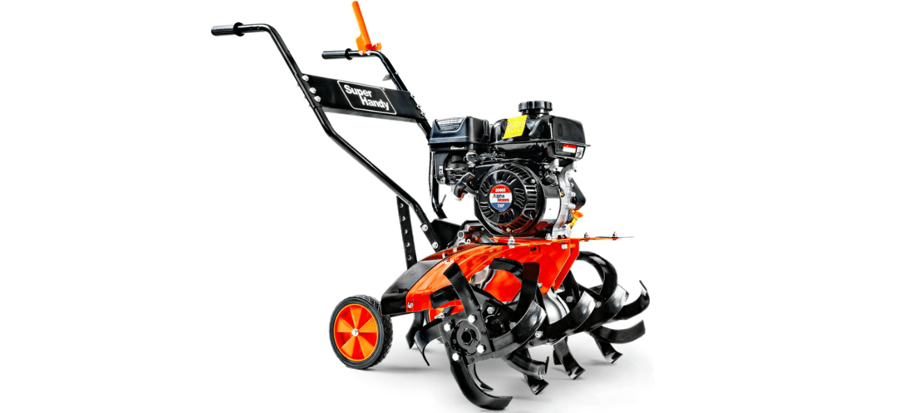 SuperHandy RotoTiller Cultivator 27” Inch Tilling Width 7HP 209cc 4 Stroke Gas Motor 6 Premium Steel Adjustable Forward Rotating Tines for Garden & Lawn, Digging, Weed Removal