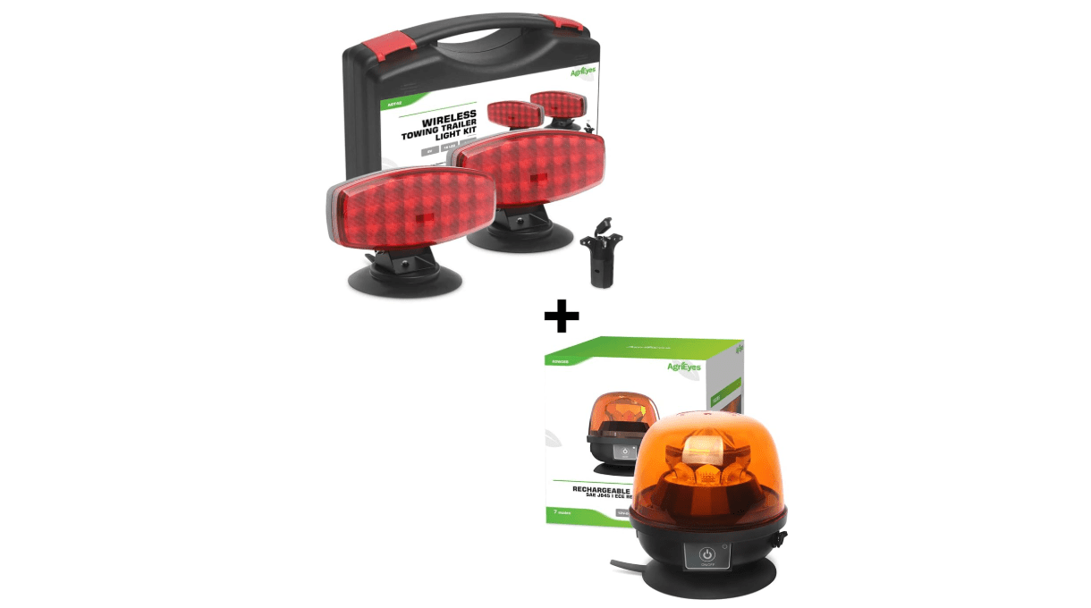 Agrieyes Wireless Flashing Safety Strobe Lights Kits;Trailer Lights with Adjustable Bracket and Rechargeable Portable 12-24V Rotating Warning Lights
