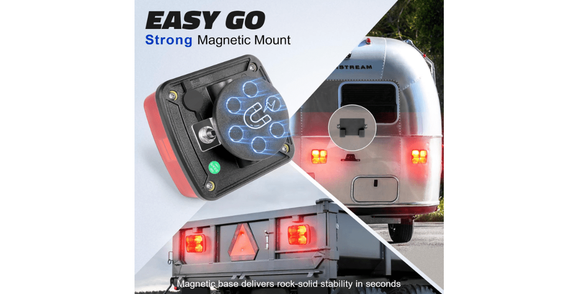 Agrieyes Wireless Trailer Lights Kit for Towing Truck, Rechargeable LED Tow Light with Super Magnetic,7 Way to 4 Way Transmitter for Boat Trailer, Caravan, Camper, RV