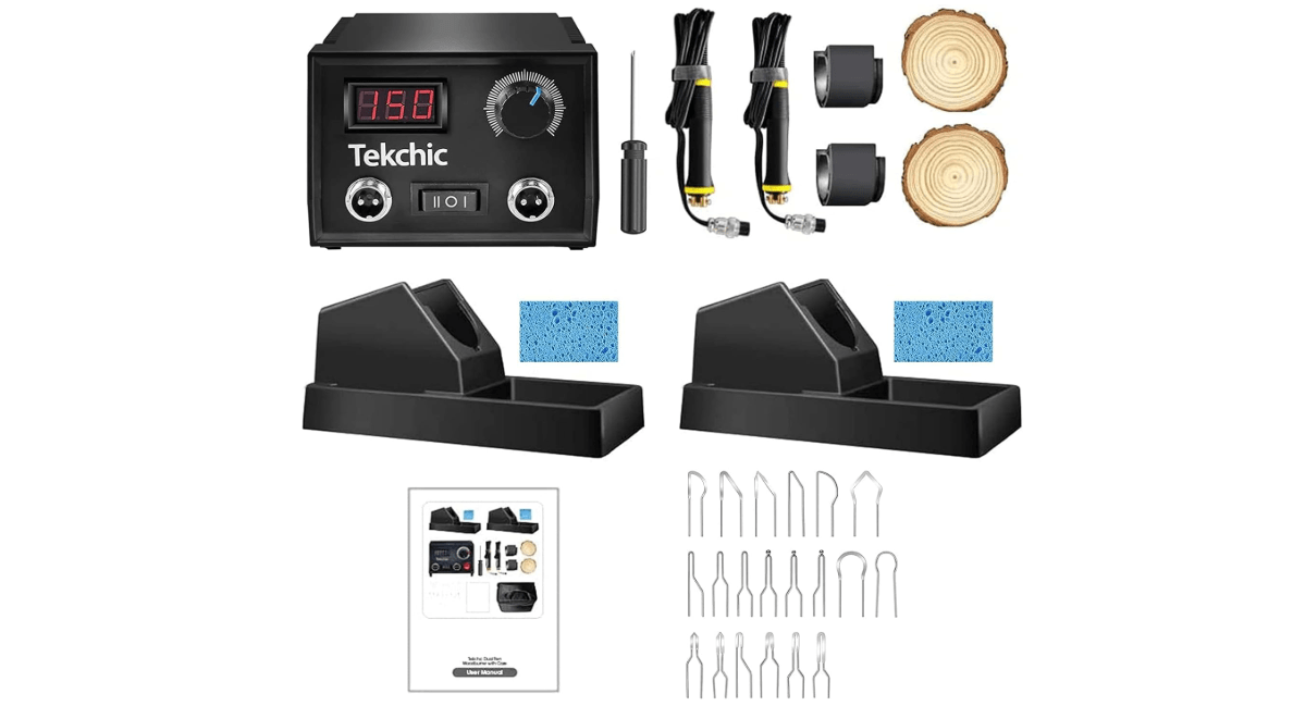 Professional Wood Burning Kit, TEKCHIC Pro1 Wood Burners for Wood Burning Pyrography with 20 Wire Nibs Tips Including Ball Tips