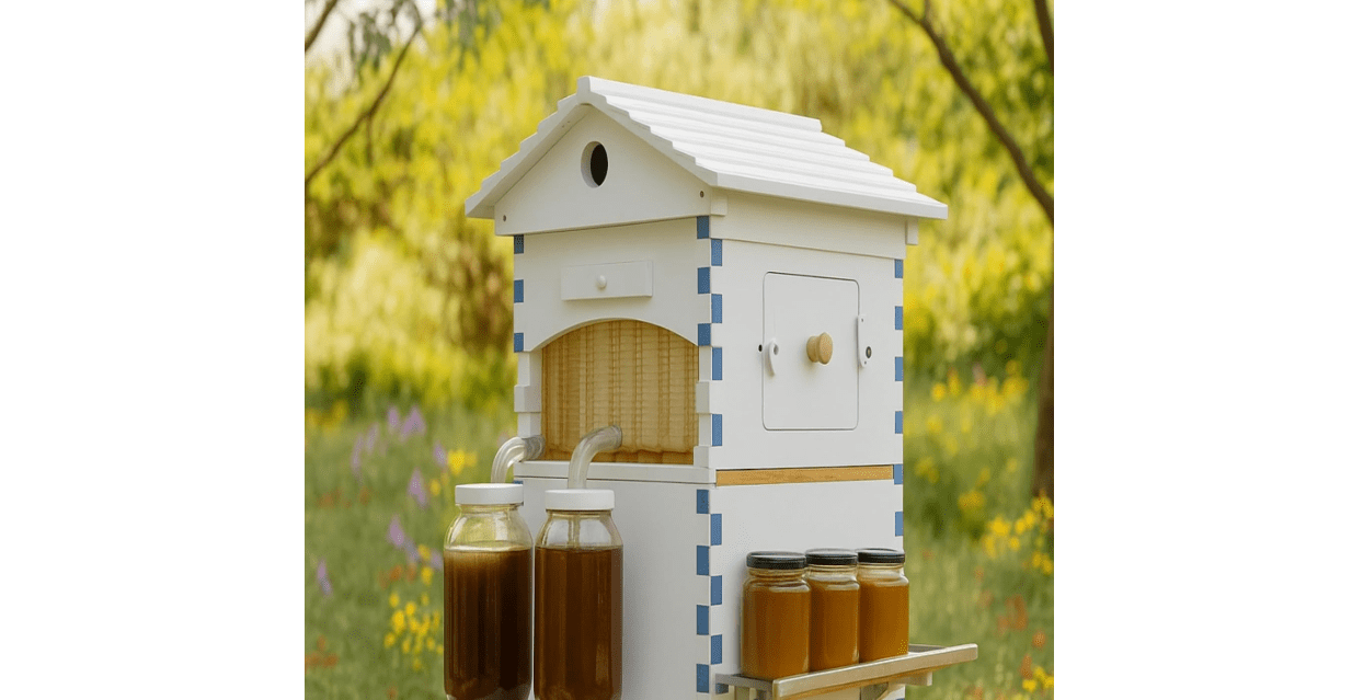 ACORNS Bee Hive Box Starter Kit, with 4 Beehive Frames, 6 Brood Frames,Built-in Honey Extraction System System for Backyard Beekeeping (White Color)