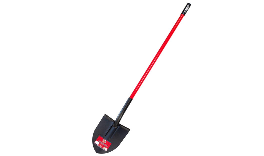 Bully Tools 92515 12-Gauge Round Point Shovel with Fiberglass Long Handle