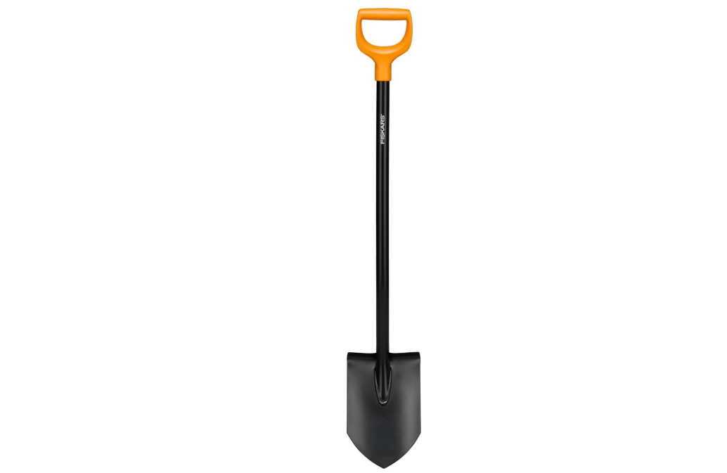 Fiskars Gardening Spade for Hard, Stony Soils, Pointed, Length 116.6 cm, Steel Leaf/Plastic Handle, Black/Orange, Solid, 11066716