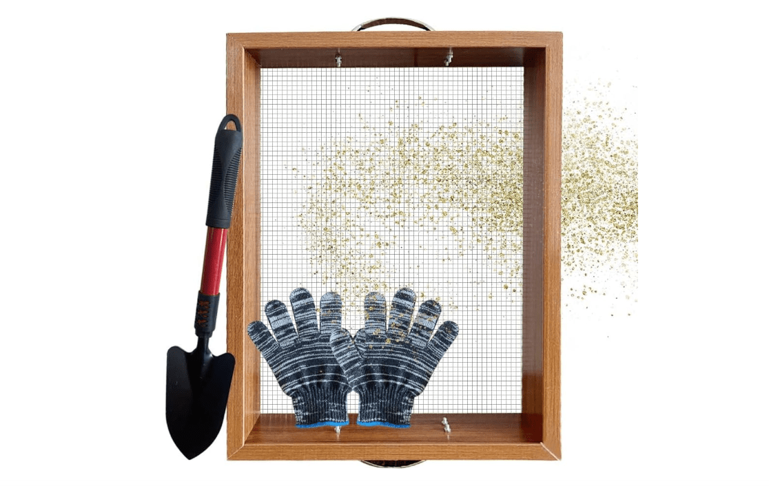 Large Soil Sifter with Handle, Garden Sifter for Compost, Sifting Soil, Screen, Loam Soil, Gravel, Leaves, Sand and Loam Soil, Fits Most Size Garden Yard Wheelbarrow Carts