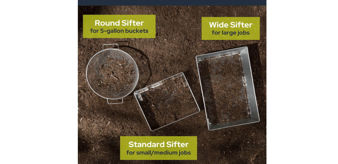 Wenses Soil Sifter, Wide Size (17.5 x 11.5 inches) with 1/4-inch Mesh, Garden Sieve for Dirt, Sand, Rocks, and Compost