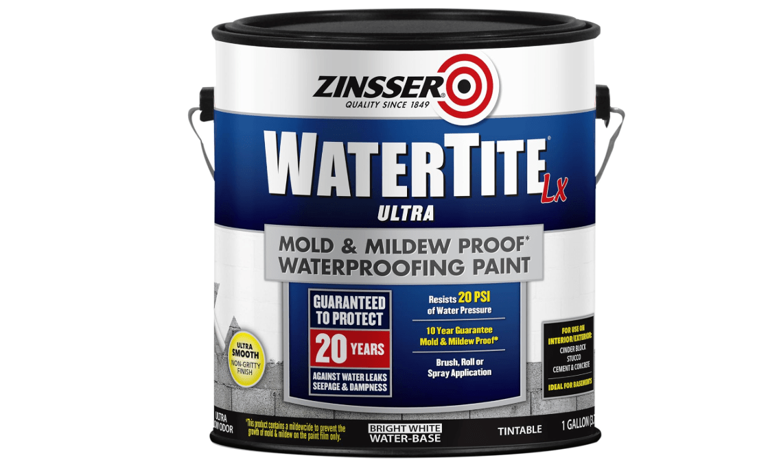 Zinsser 270267 WaterTite LX Ultra Waterproofing Paint, Gallon, White