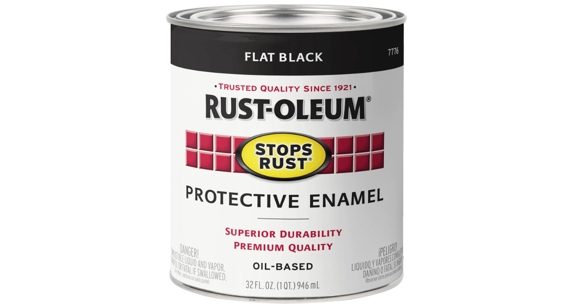 Rust-Oleum 7776502 Protective Enamel Paint Stops Rust, 32-Ounce, Flat Black, 1 Quarts (Pack of 1)