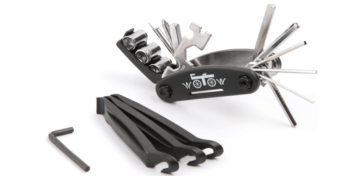 WOTOW Bike Repair Tool Kit, 16 in 1 Bicycle Multitool with Tire Levers Hex Spoke Wrench, Multi Function Accessories Set for Road Mountain Bikes