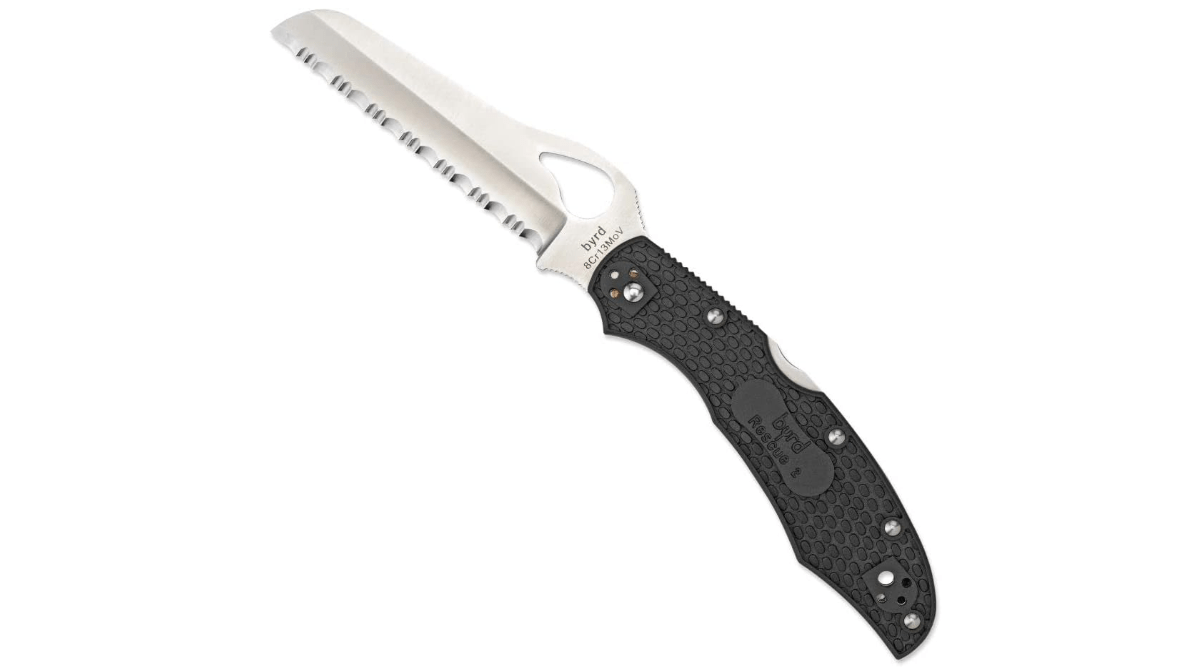Byrd Cara Cara 2 Rescue Lightweight Knife with 3.88" Stainless Steel Sheepfoot Blade and High Performance Black FRN Handle - SpyderEdge - BY17SBK2