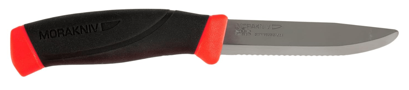 Morakniv Companion Serrated Rescue Knife with Sandvik Stainless Steel Blade, 3.9-Inch,Orange