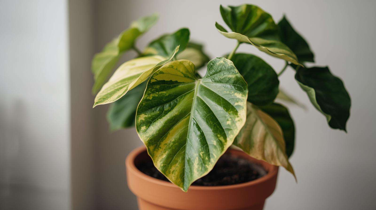Fiddle leaf fig with yellowing leaves in a terracotta pot, indicating nutrient deficiency and the need for proper fiddle leaf fig fertilizer.