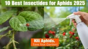 Best insecticide for aphid spray targeting pest on rose leaf, with ladybug and healthy garden recovery in 2025.