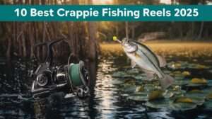 Best crappie fishing reels in action—ultralight cast hooks jumping slab on sunny lake