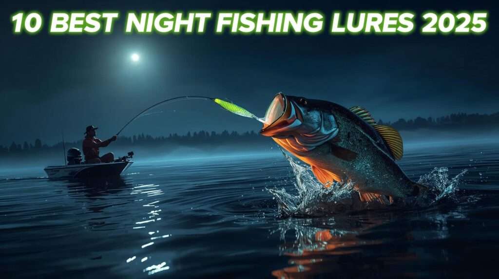 Best night fishing lures—glowing Rapala X-Rap triggering trophy bass strike under moonlight.