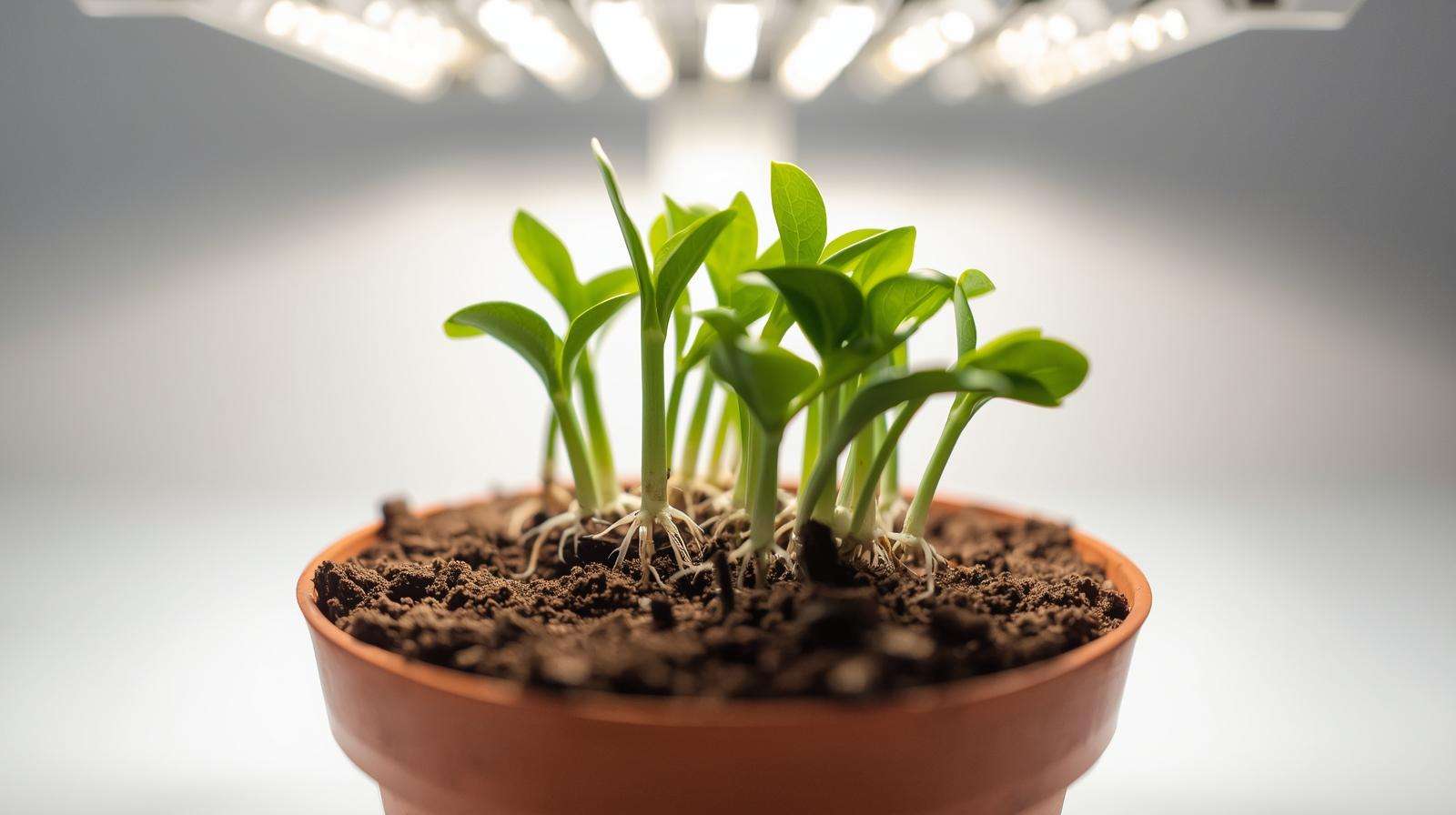 Jade tree cuttings rooting in well-draining soil under a grow light for successful propagation.