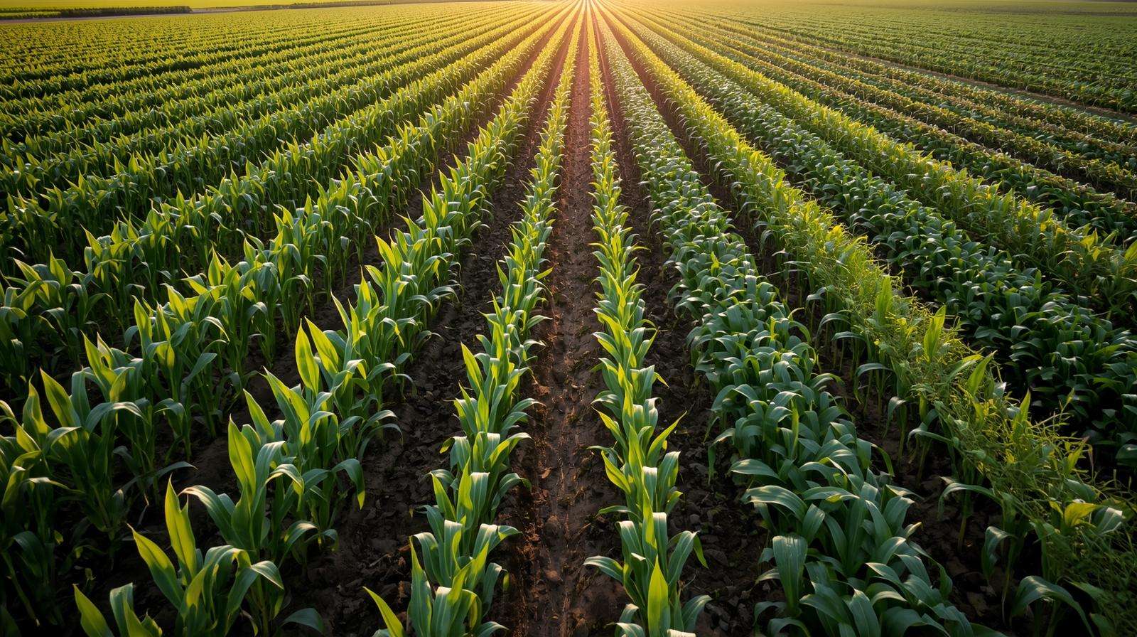 Crop rotation field with corn, legumes, and cover crops for sustainable Fertilizer 12 use