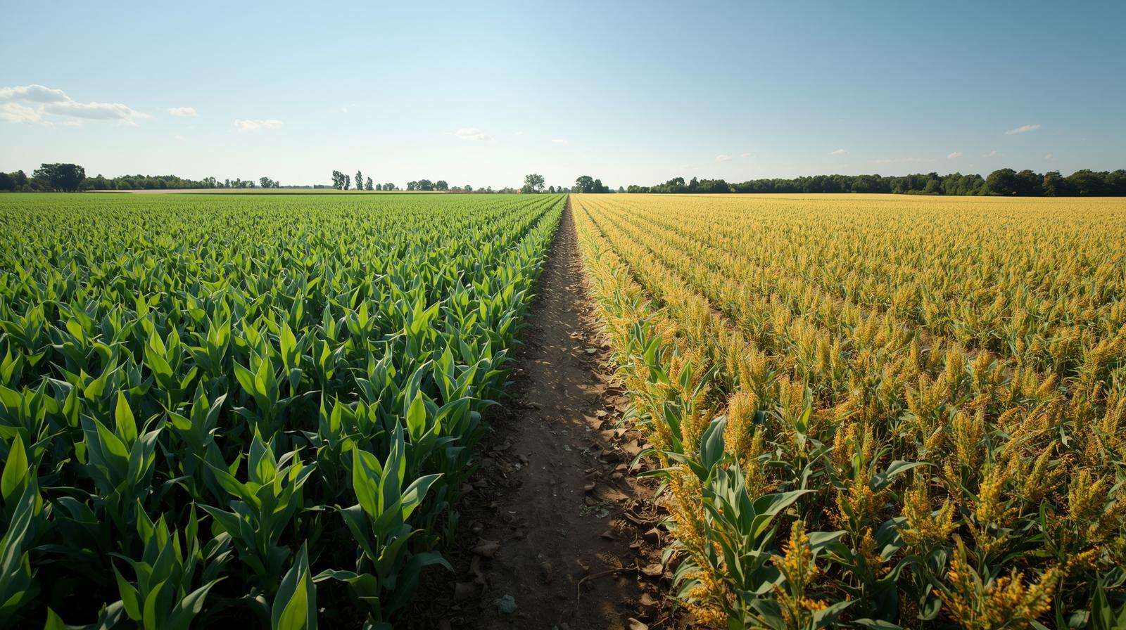 Comparison of healthy and deficient crops with Fertilizer 12 application