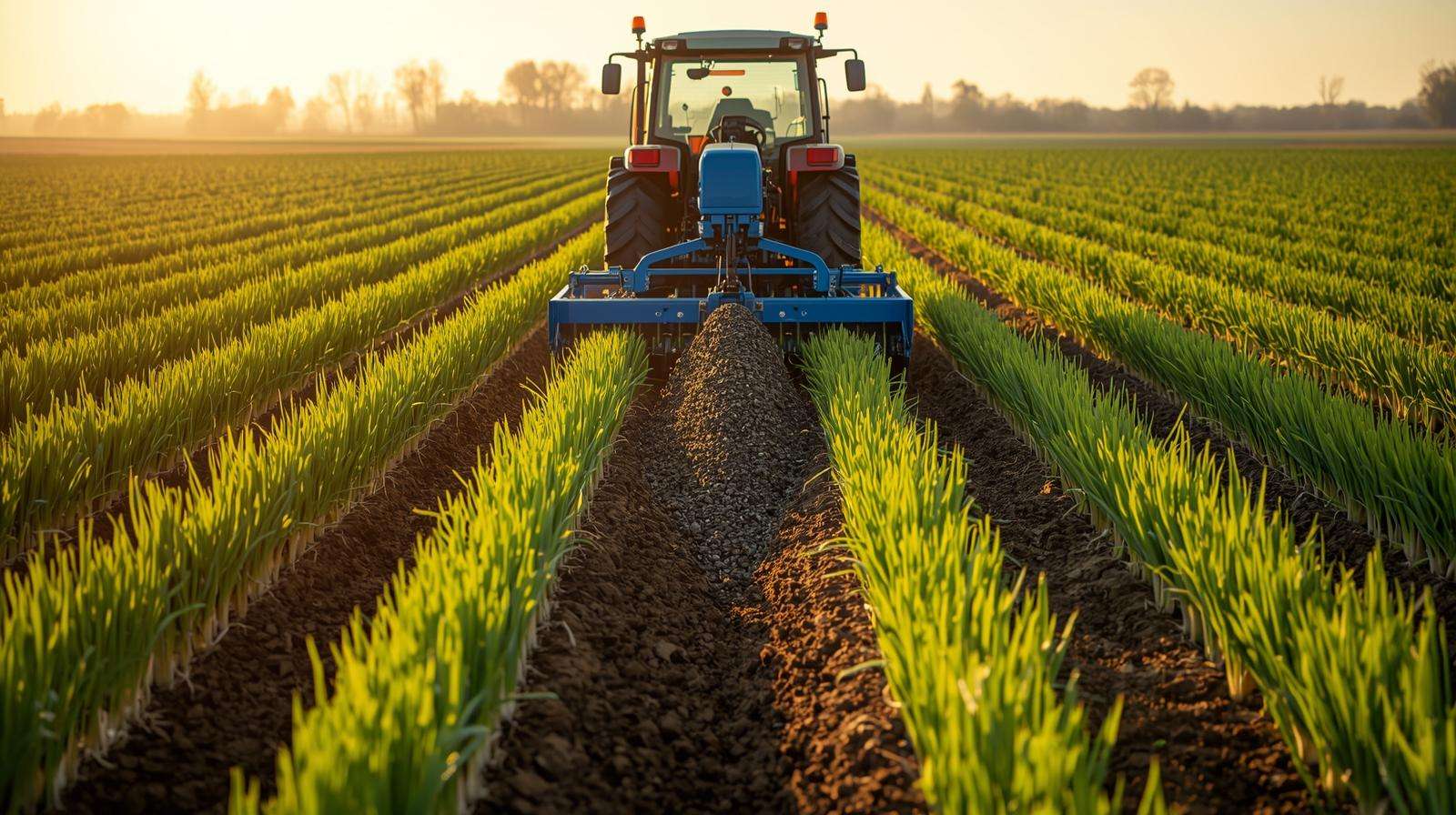 Banding 5-10-5 fertilizer beside onion seedlings for targeted root feeding