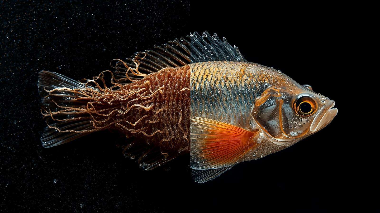 Tilapia gills collapsed vs moist showing why fish suffocate out of water