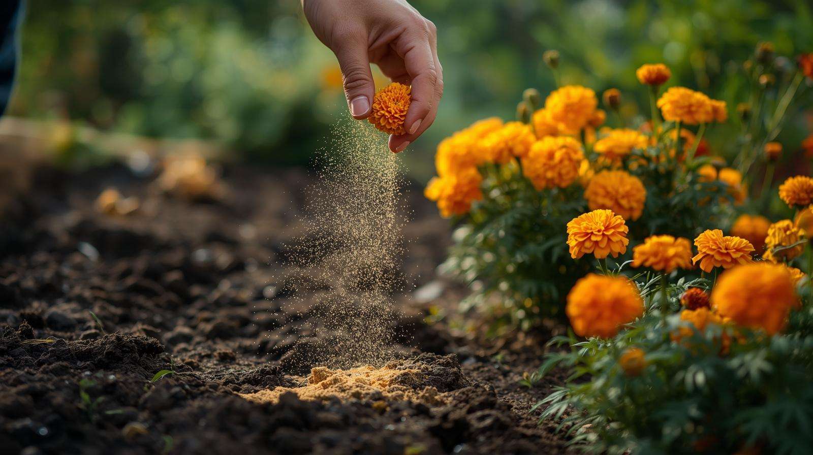 Gardener applying granular 10-10-10 fertilizer to flowers, showcasing effective techniques for using 10-10-10 fertilizer.
