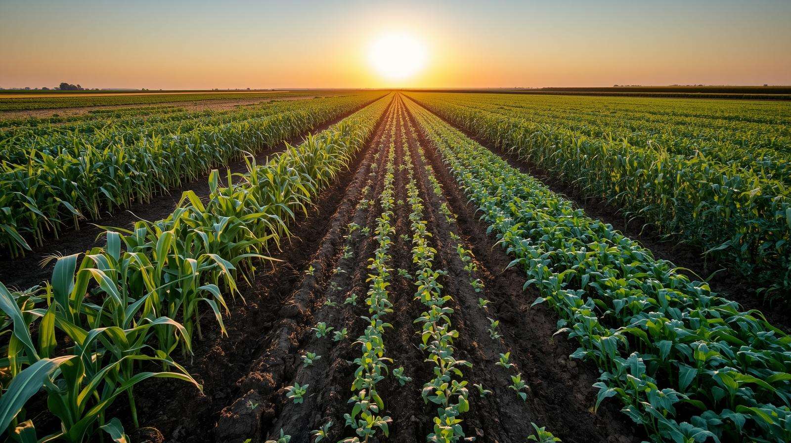 Crop rotation field with corn and legumes for long-term pre emergent fertilizer use