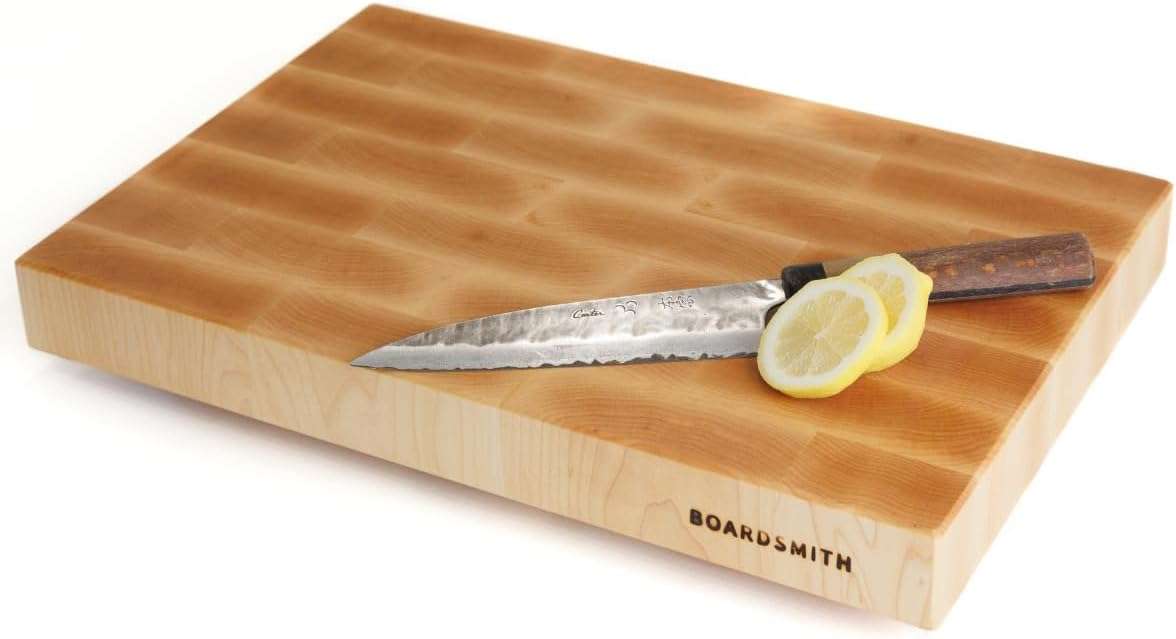 The Boardsmith Maple End Grain Cutting Board - Premium, Hand Crafted End Grain Wood Cutting Board for Kitchen - Butcher Block - Handmade Cutting Board (Medium)