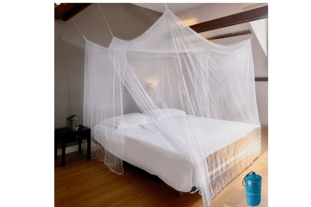 EVEN NATURALS Luxury Mosquito Bug Net for Bed Canopy, Tent for Single to Twin XL, Camping Screen House, Finest Holes Mesh, Square Netting Curtain for Bunk Bed, Storage Bag, Mosquito Netting for Patio