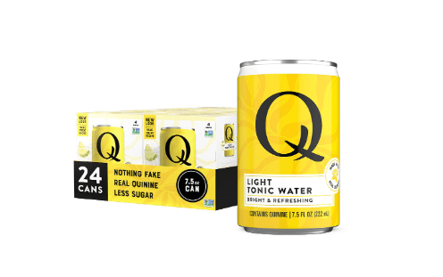 Q LIGHT TONIC WATER with Real Quinine & Organic Agave - Ideal for Cocktails & Mocktails - Made with Real Ingredients, Perfectly Carbonated, & Less Sweet - 20 Calories per Can - 7.5 Fl Oz