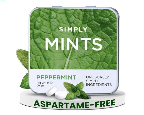 SIMPLY MINTS Natural Peppermint Breath Mints, 6 Pack (180 Pieces), Made With Real Peppermint Oil | Aspartame-Free, Sorbitol-Free, Xylitol-Free, Vegan, Kosher, Non-GMO