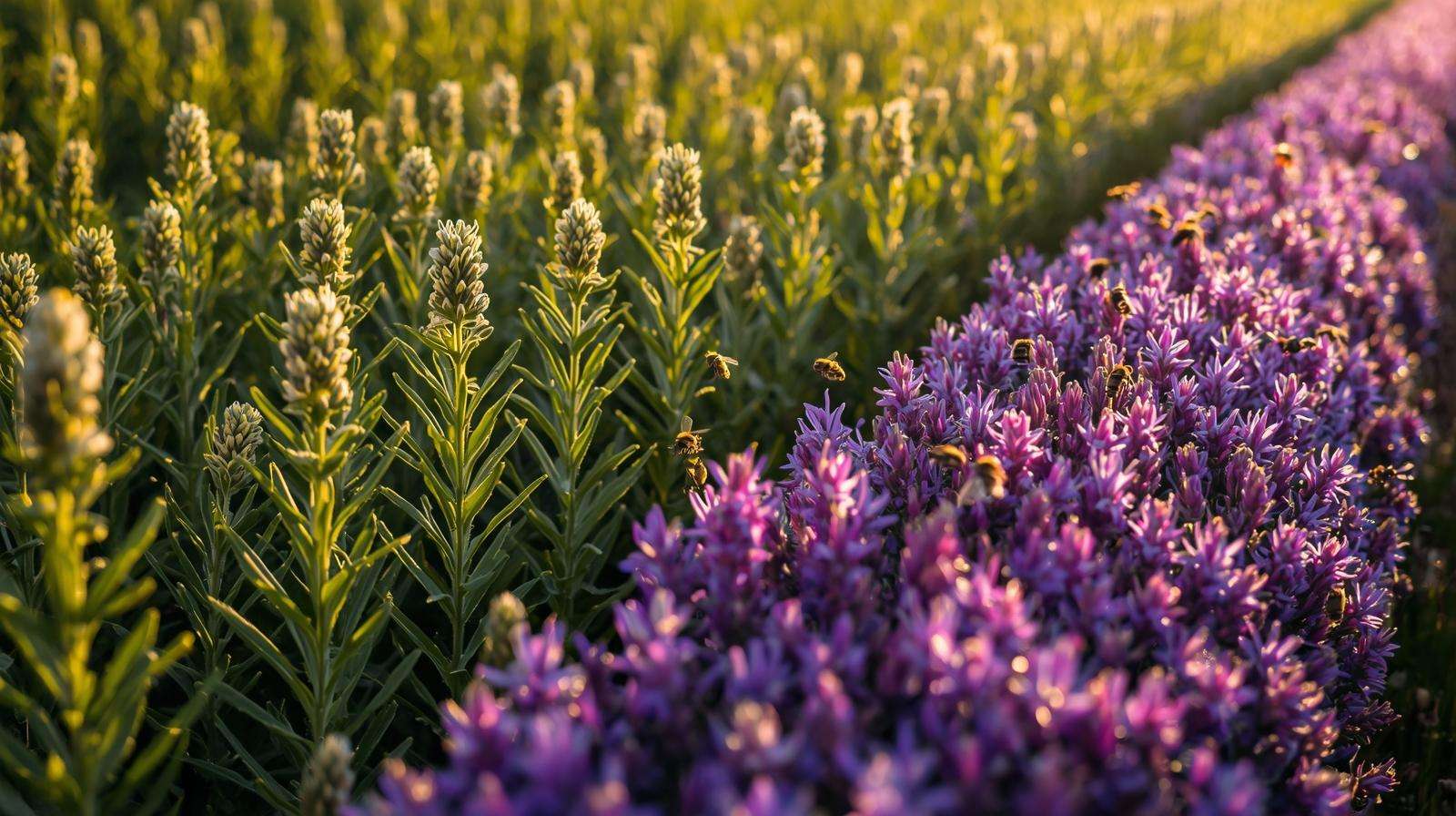 Close-up of alfalfa seed field with 12:1 bee strip boosting pollination and yield