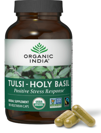 ORGANIC INDIA Tulsi Holy Basil Capsules - Holy Basil Extract, Herbal Supplement, Immune Support, Stress Relief, Vegan, Gluten-Free, Kosher, Organic, Non-GMO - 180 Capsules