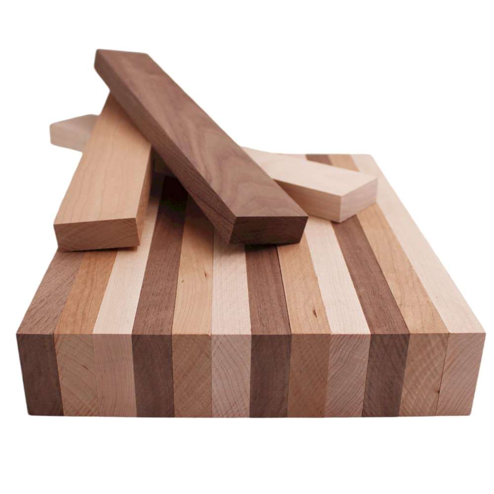 Barrington Hardwoods Domestic Variety Pack 5 Walnut, 5 Maple and 5 Cherry Boards - 3/4" x 2" (15Pcs) (3/4" x 2" x 18")