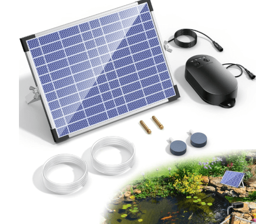 NFESOLAR 15W Large Solar Pond Aerator, Solar Aerator for Ponds with 4400 mAh Battery Backup and 2 Air Outlets, Low Noise Solar Air Pump Outdoor for Koi Pond Fish Tank Hydroponics