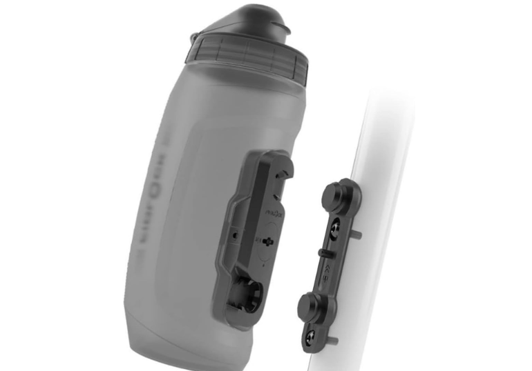 FIDLOCK Twist Bottle 590ml/20oz + Base Systems | New Leak-Proof, Self-Sealing Bottle Cap | Bike Water Bottle Holder with No Screws & Attached Bottle | Cage Free Magnetic Rack | Smoke