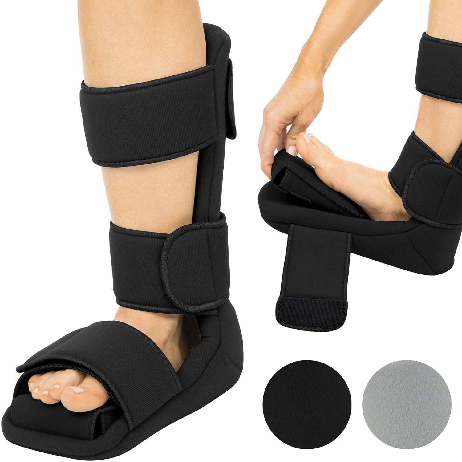 Vive Plantar Fasciitis Night Splint Plus Trigger Point Stretch Wedges - Soft Leg Brace Support, Orthopedic Sleeping Immobilizer Stretch Boot (Large: Men's: 8.5-11, Women's: 10-12)