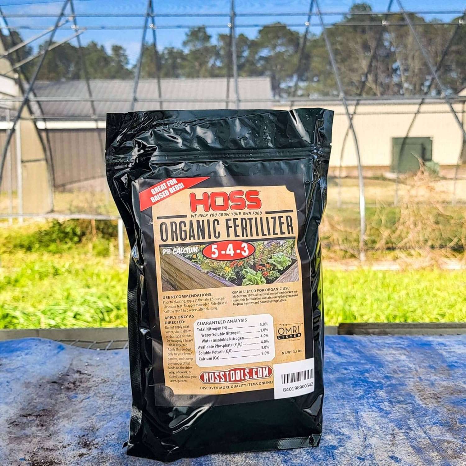 HOSS Complete Organic Fertilizer | 5-4 - 3 Plus 9% Calcium | Great for Vegetable Gardens | OMRI Certified for Organic Growing (1, 10 lbs)