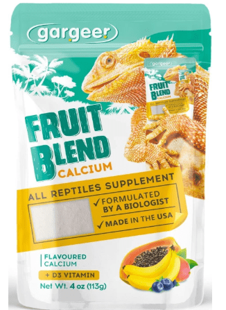 4oz All Reptile Calcium with Vitamin D3, Phosphorus-Free, Ultrafine Powder. Pure dust, Real Fruits Blend Flavored Ready to Use Supplement