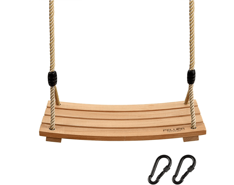 Pellor Wood Tree Swing Seat,Indoor Outdoor Rope Wooden Swing Set for Children Adult Kids 17.7x7.9x0.6 inch