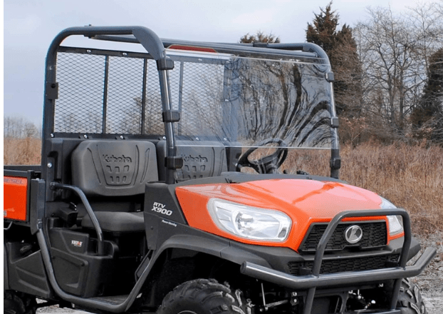 SuperATV Scratch Resistant Full Windshield for 2014+ Kubota Diesel RTV X900 / X1100C / X1120 / X1140 | 1/4" Thick Polycarbonate | 250 Times Stronger than Glass | Includes Pre-installed Bulb Seal