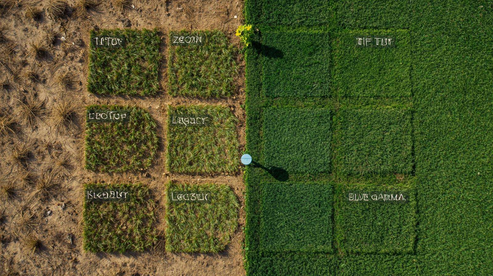 Top 10 drought tolerant grass varieties staying green side-by-side in extreme heat test.