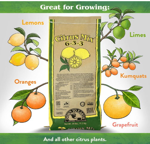 Down to Earth All Natural Fertilizers Organic Citrus Mix 6-3-3, 25 lb Bag Fertilizer for Lemons, Limes, Oranges Citrus Trees