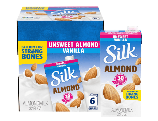 Silk Shelf-Stable Almond Milk, Unsweetened Vanilla, Dairy-Free, Vegan, Non-GMO Project Verified, 1 Quart (Pack of 6)