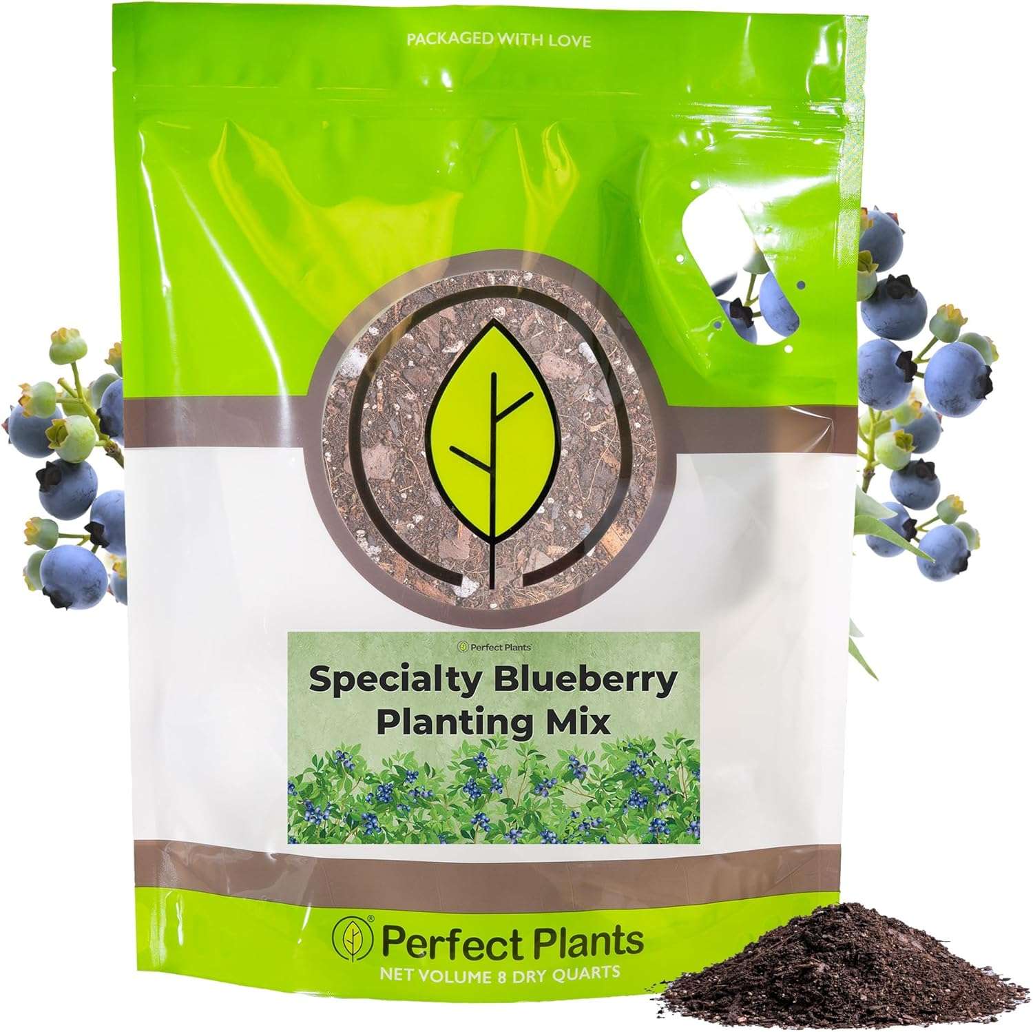 Specialty Blueberry Potting Mix by Perfect Plants | Organic Premium Mix | Use with Blueberry's, Raspberry, or Other Fruit Shrubs (8qt)