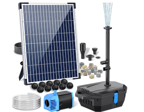 POPOSOAP Pond Filter with 12W Solar Fountain Pump, Solar Pond Filter with 160GPH Pump & Fountain Kit, Outdoor Filter Box with 6.6FT PVC Tubing, Perfect for Ponds Clean, Clear, and Add Water Features