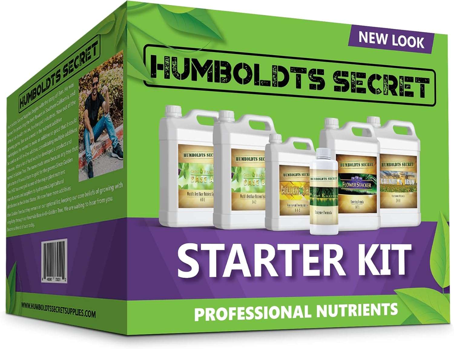 Humboldts Secret Starter Kit Pack | Indoor and Outdoor Plant Fertilizer and Hydroponic Nutrients | Base A & B, CalMag and Iron, Golden Tree, Flower Stacker, Plant Enzymes | Complete Garden System