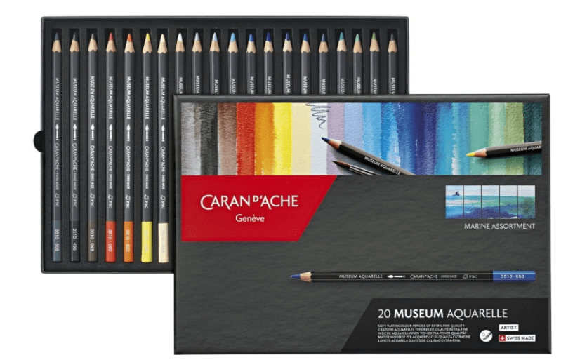 Caran D'ache Museum Aquarelle Pencil Sets Marine set of 20 colours 