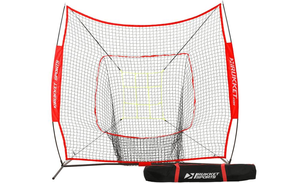 Rukket 7x7 Baseball & Softball Net, Practice Hitting, Pitching, Batting and Catching, Backstop Screen Equipment Training Aids, Includes Carry Bag 